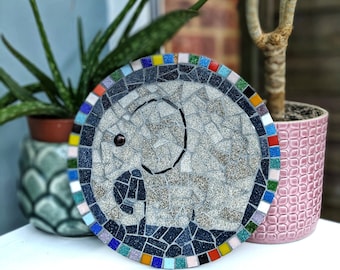 Grey Baby Elephant Mosaic Kit - Craft Your Own Adorable Tableware Art!