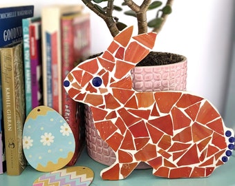 Kit de bricolage mosaïque lapin orange - Ajoutez un charme fantaisiste à votre décoration de Pâques !