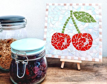 Red Cherries Kitchen Trivet DIY Mosaic Kit - Add a Splash of Sweetness to Your Kitchen Decor!