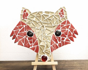 Fox Mosaic Kit, DIY Craft Box, Red and Cream Glass Tiles, Woodland Animal Designs, Fun Art Activities, Beginners Mosaic Crafts