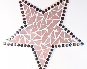 Pink and black iridescent star mosaic kit - Hanging Star Decoration - Home Décor - Interior Designs - Bedroom Wall Door Decoration