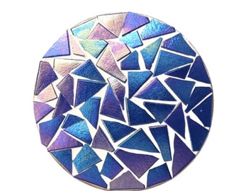 4 x Blue Iridescent Round Coaster Mosaic Kit - Elevate Your Table Setting!