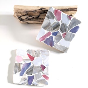 Sea Glass Coaster Mosaic Kit Create Coastal Elegance at Home Grey & Pastel Tones