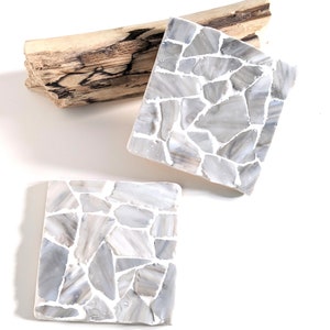 Sea Glass Coaster Mosaic Kit Create Coastal Elegance at Home Stone/Grey Tones