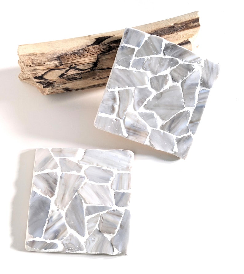 Sea Glass Coaster Mosaic Kit Create Coastal Elegance at Home Stone/Grey Tones