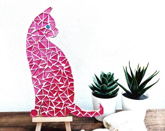 Sparkly Pink Cat DIY Mosaic Kit: Craft Box for Cat Lovers