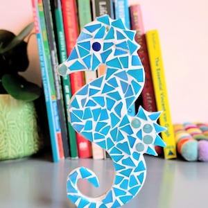Turkos skimrande mini-sjöhästmosaik, Sealife, DIY-pysselkit, för vuxna och barn, heminredning, födelsedagspresenter, presenter
