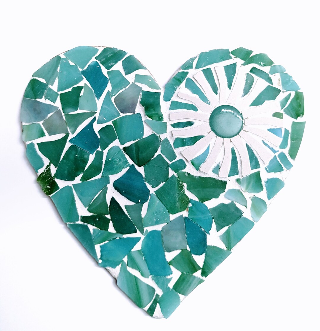Turquoise Blue Sea Glass & French Blanc Porcelain Love Heart Etsy