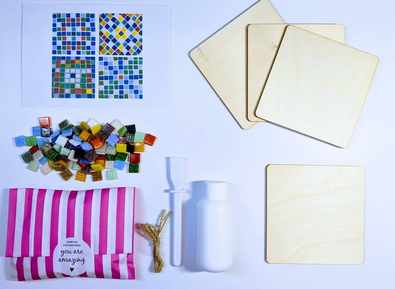 Coaster Mosaic Kit Roman Style Set of 4 DIY Craft Kit Etsy