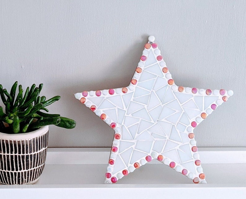 White Iridescent Star DIY Mosaic Kit Sparkle Your Walls with Creativity image 8