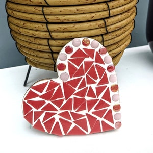 Love Heart Mosaic Kit, hanging heart decoration, make your own, red glass, mosaic tiles, small gift ideas, craft kit, school teacher gift