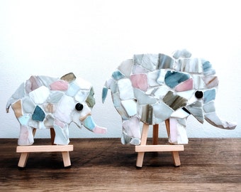 African Elephant Family DIY Mosaic Kit, make your own, animal crafts, elephant designs, home decor, bedroom designs, kids craft activity