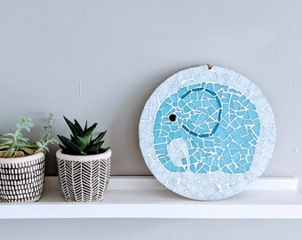 Blue Round Elephant DIY Mosaic Kit - Creative Craft Box for All Ages