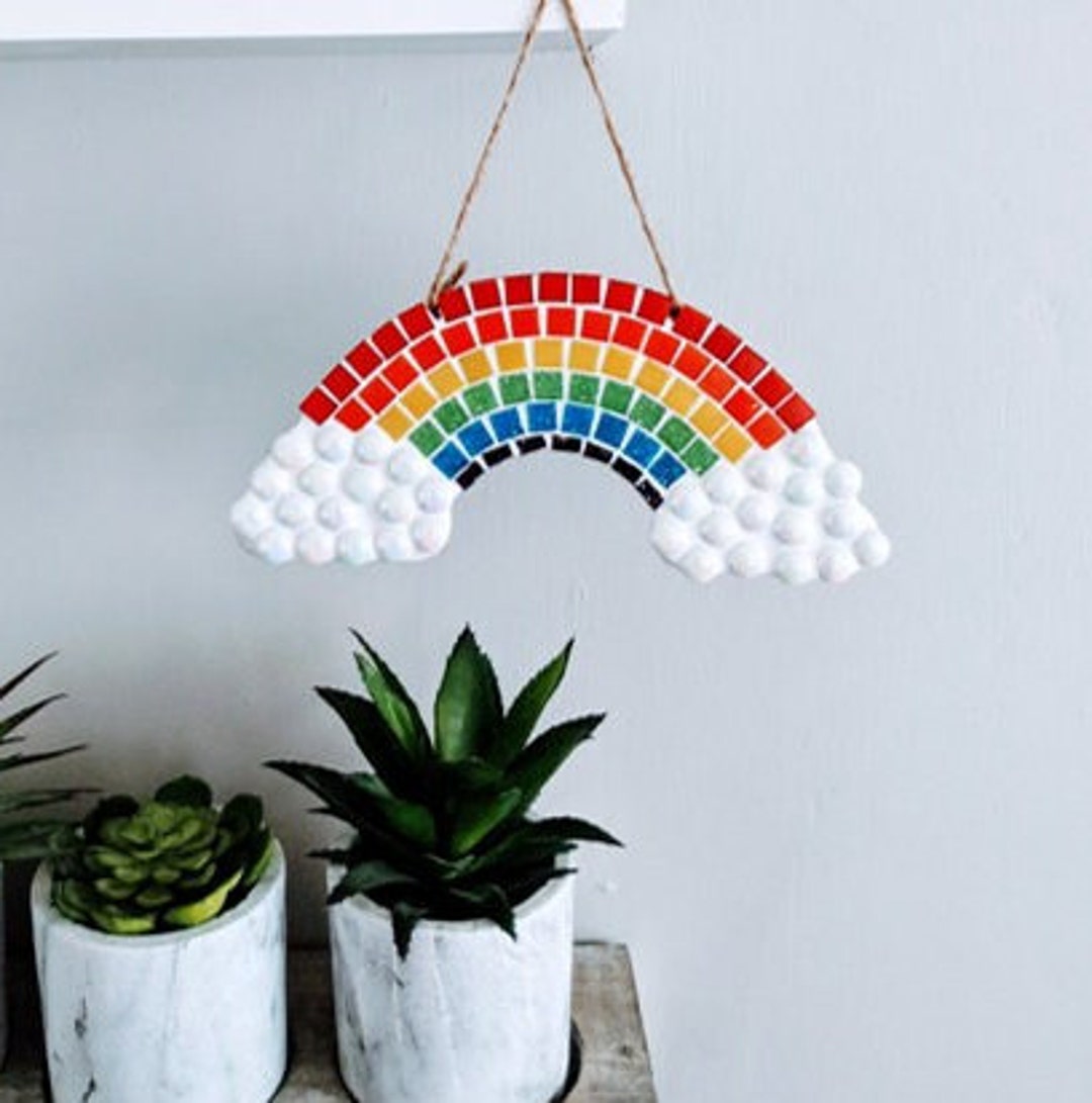 DIY Rainbow Mosaic Kit, Create Your Own Mosaic, Beginners Mosaic Craft