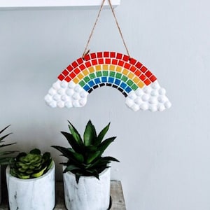 DIY Rainbow Mosaic Kit, Create Your Own Mosaic, Beginners Mosaic Craft Box, Kids Activity Crafts