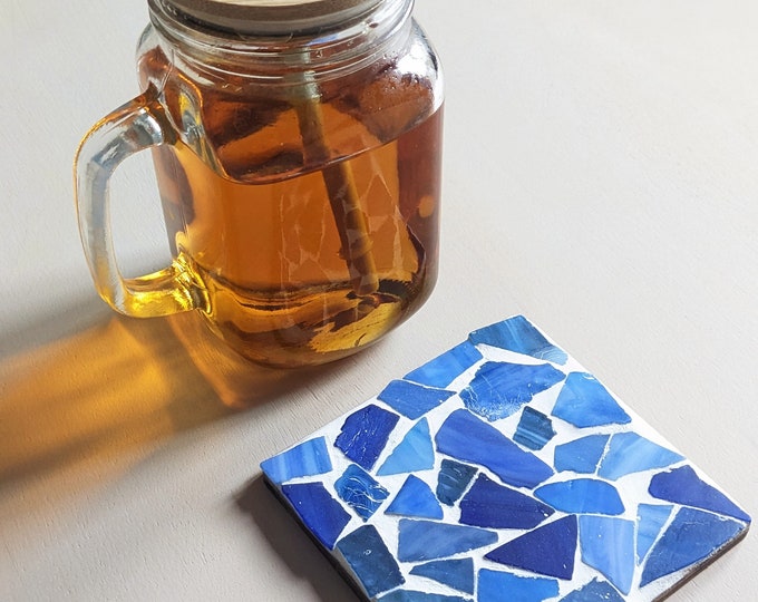 Sea Glass Mosaic Coaster Kit, DIY Crafts, Table Decor