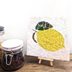 Lemon Mosaic Kit, Kitchen Trivet Kit, Kitchen Art, DIY Craft Box, Make Your Own, Yellow Citrus Fruit