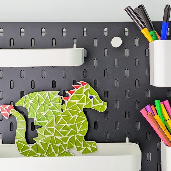 Green Dragon - Kit mosaïque - Kit de bricolage pour adultes et enfants - Carreaux de verre scintillants - Décoration intérieure - Cadeaux pour garçons et filles