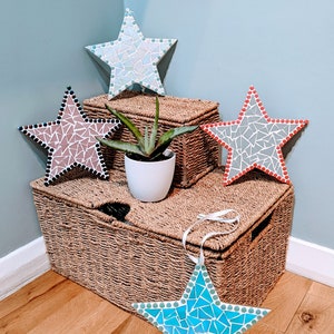 White Iridescent Star DIY Mosaic Kit Sparkle Your Walls with Creativity image 3