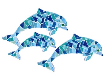 Delphin Mosaik Kit, blaue Familie von 3, Meerestiere, Mosaik Handwerk, Meerestiere, Mosaikkunst