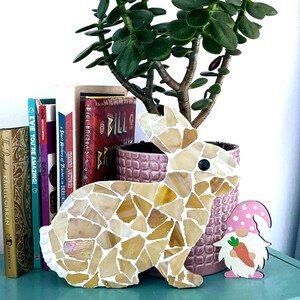 Cream & Caramel Bunny Rabbit, DIY Mosaic Kit, Craft Kit, Sea Glass, Stained Glass, Handmade Gifts, Animal Designs, Home Decor