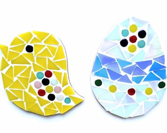 Easter DIY Mosaic Kit - Make your own chick & egg , kids crafts, spring art