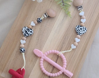 Cow Valentine | Cow Pacifier Clip | Valentines Day Pacifier Clip | Valentines Day Baby Gifts | Cow Gifts for Baby | Dummy | Binkie