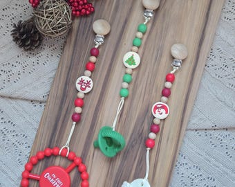 Pinza para chupete de galleta de azúcar navideña / Chupete navideño / Chupete de muñeco de nieve / Chupete de reno / Pinza para chupete / Pinza para chupete / Pinza para chupete