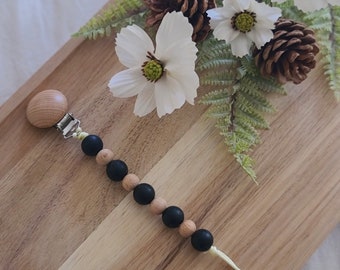 Clip para chupete personalizado negro • Clip para chupete • Porta chupete • Clip para binkie