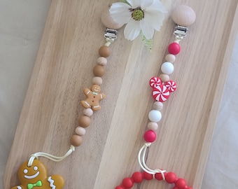 Christmas Confections | Christmas Pacifier Clip | Gingerbread Pacifier | Peppermint Pacifier | Holiday Pacifier Clip | Christmas Baby Gift