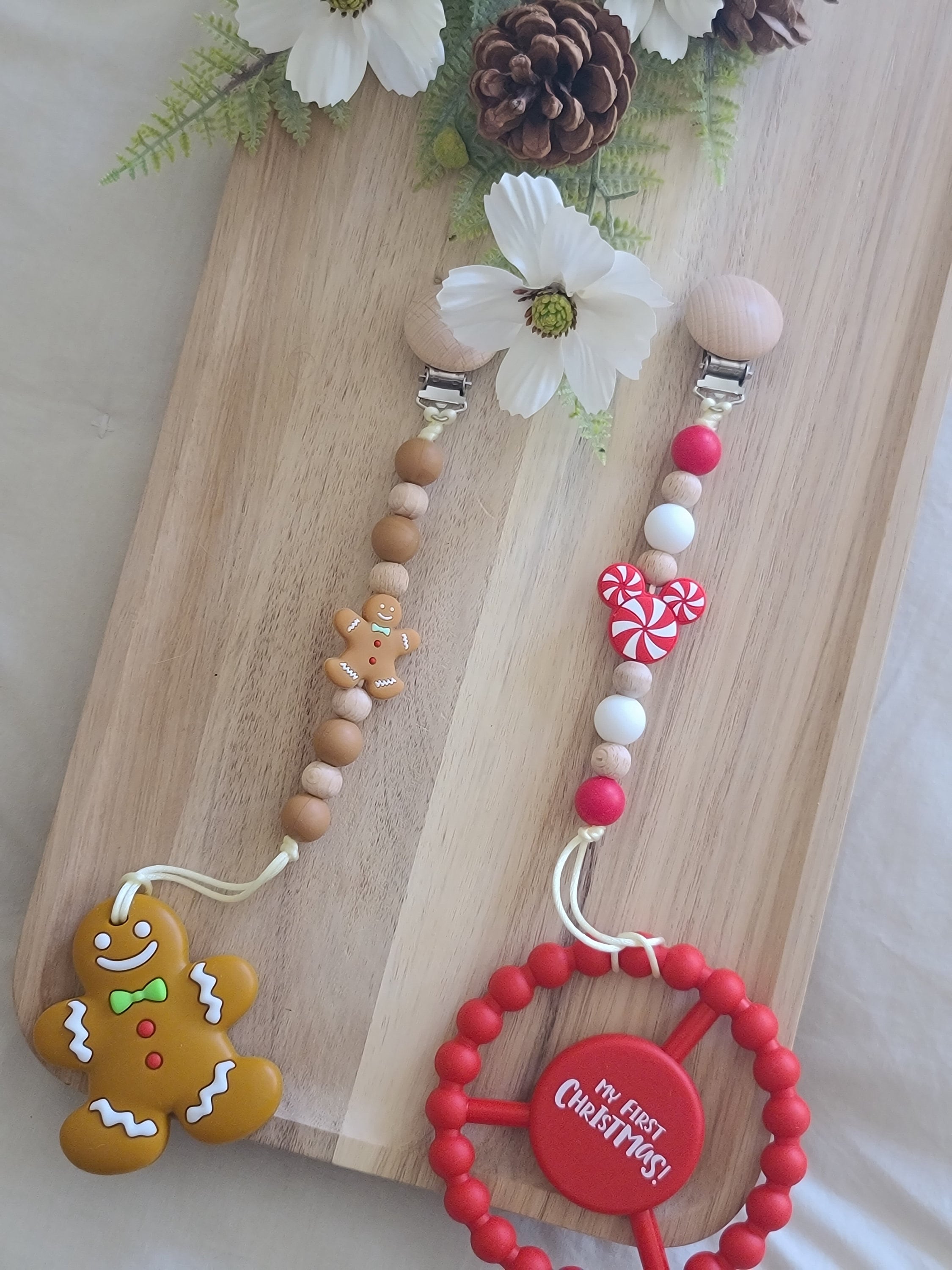Christmas Confections | Christmas Pacifier Clip | Gingerbread Pacifier | Peppermint Pacifier | Holiday Pacifier Clip | Christmas Baby Gift
