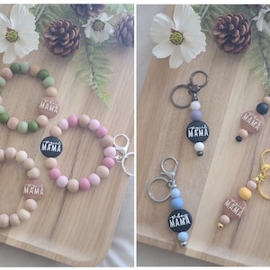 Llavero y pulsera personalizados con cuentas de silicona: ¡elige tus colores! / Mamá Niña / Mamá Niño / Regalos para Mamá / Regalos para el Día de la Madre