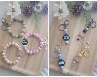 Llavero y pulsera de silicona con cuentas personalizados: ¡elige tus colores! / Mamá niña / Mamá niño / Regalos para mamá / Regalos para el Día de la Madre