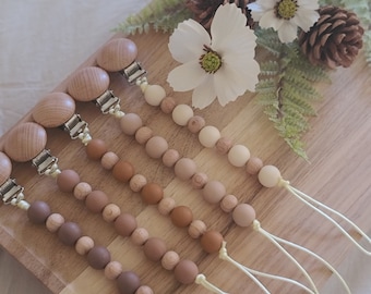 Bronceado/Marrón/Crema Clip para chupete personalizado • Clip para chupete • Porta chupete • Clip para chupete