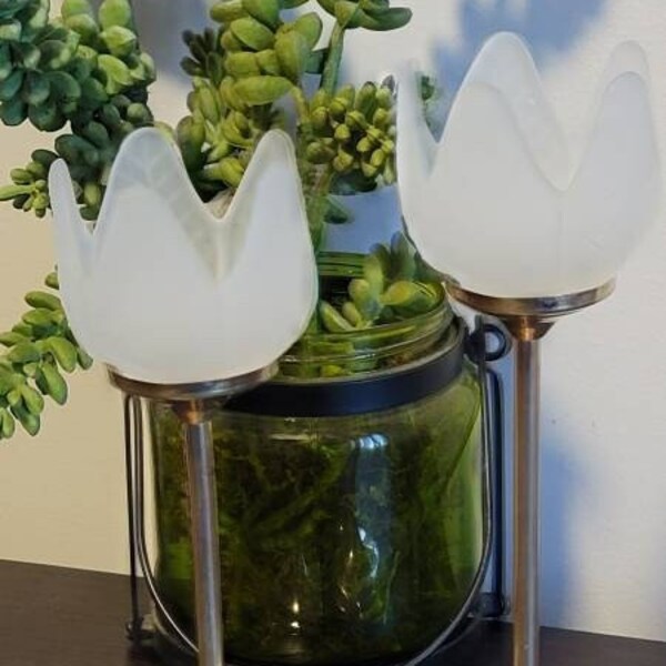 Frosted Glass Tulip Candle Holder Etsy