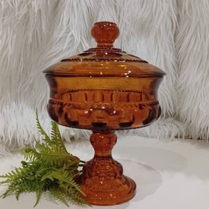 Vintage Indiana Glass Kings Crown/ Thumbprint Tall Candy Dish