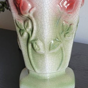 Beautiful MCM Bloom-rite Ceramic Pottery Crackle Vase With Embossed ...