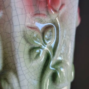 Beautiful MCM Bloom-rite Ceramic Pottery Crackle Vase With Embossed ...