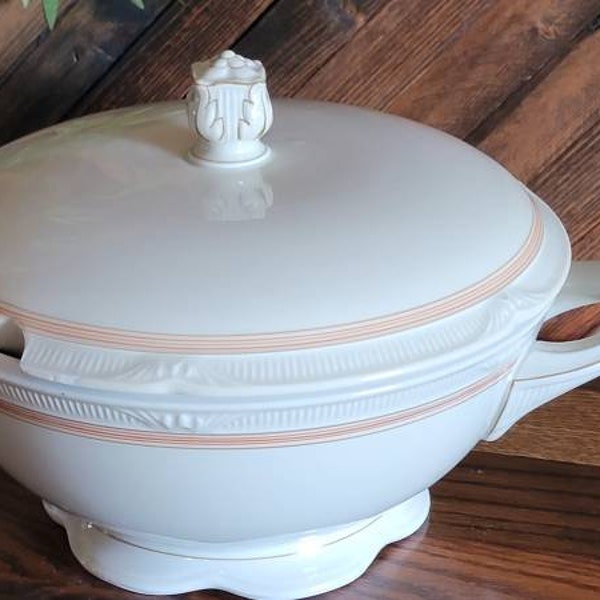 Awesome MCM Zeh Scherzer Z.S.CO Bavarian Porcelain 60 Jahre (Red/Orange Rings SCR165) 3 QT Soup Tureen,  Germany