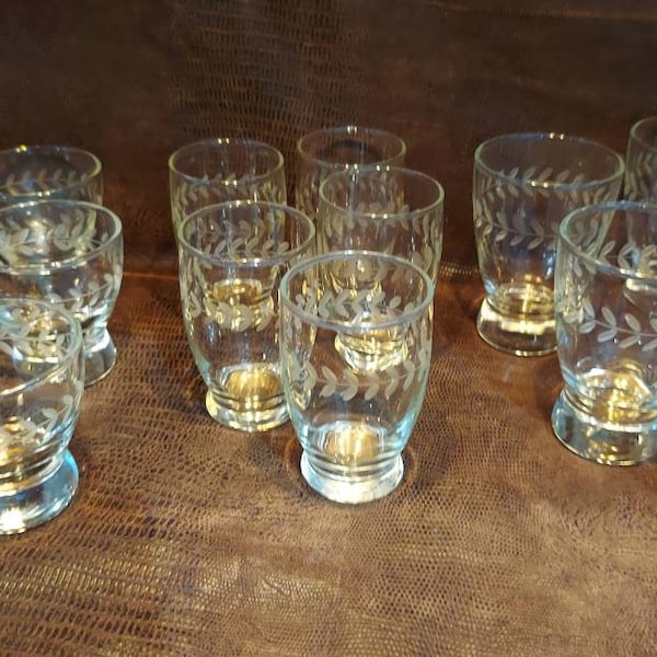 Choice of Vintage AnchorHocking Laurel Gray Cut Etched Glassware set of 5