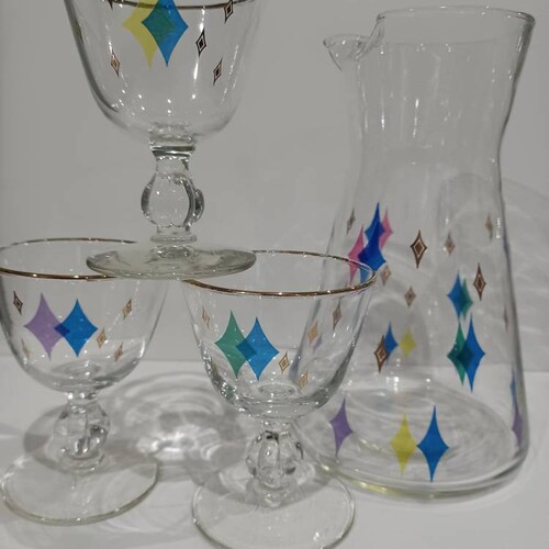 Unique Libbey Atomic Diamonds shops Cocktail Set