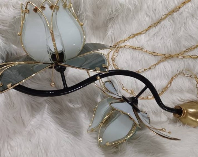 Vintage Retro Lotus Flower Swag Light Etsy