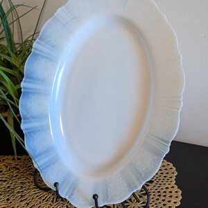 Stunning Mac Beth Evans Monax American Sweetheart Translucent White Depression Glass Oval Serving Platter
