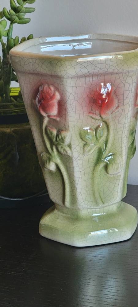 Beautiful MCM Bloom-rite Ceramic Pottery Crackle Vase With - Etsy