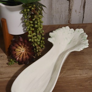 Vintage mid century glazed ceramic celery spoon rest/relish tray, vintage vegetable kitchen decor