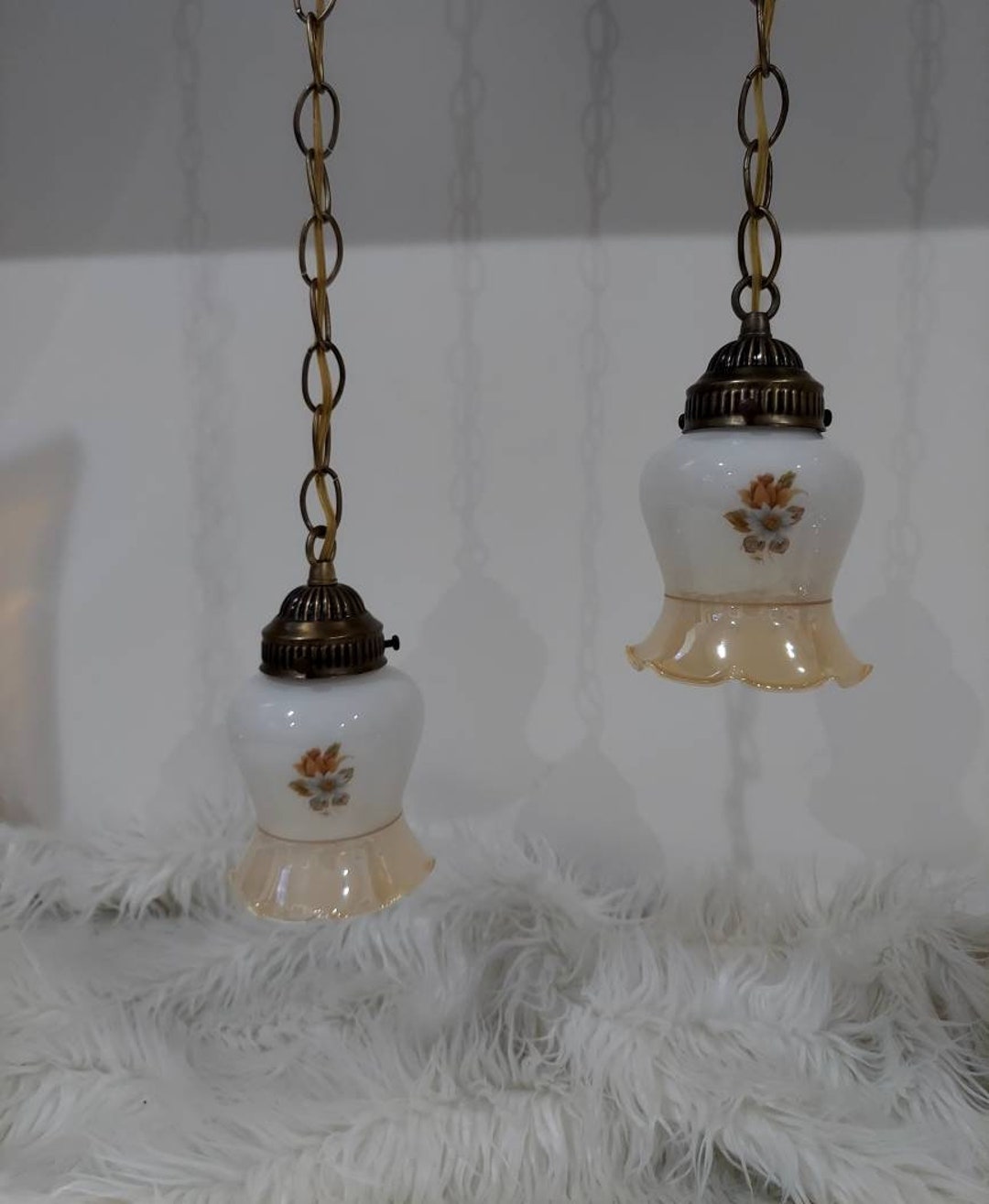 1980s Ruffle Edge Double Swag Light Set Etsy