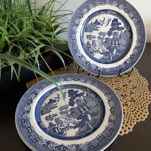 Vintage Johnson Bros. &#39;Blue Willow&#39; 10&quot; Dinner Plate, Microwave, Freezer and Dishwasher Safe- Original Stickers