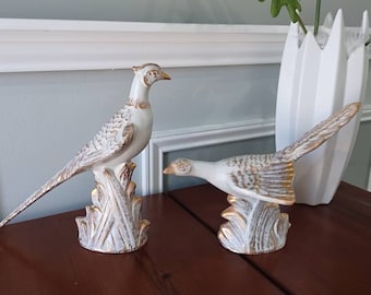 Vintage Royal Haeger Gold Tweed Pheasant Pair