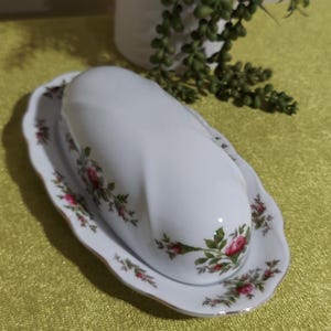 Beautiful Traditions Fine China 1/4 lb Butter Dish with Lid  by Johann Haviland Rose Motif and Gold Trim