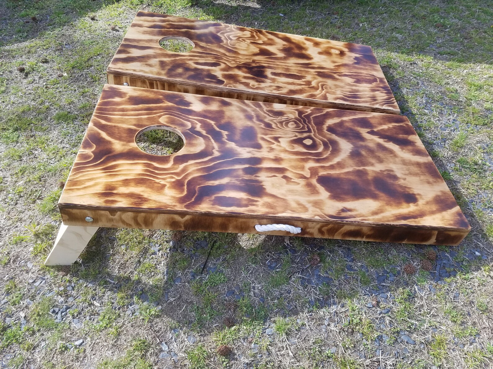 Wood Burnt Custom Cornhole Boards Etsy